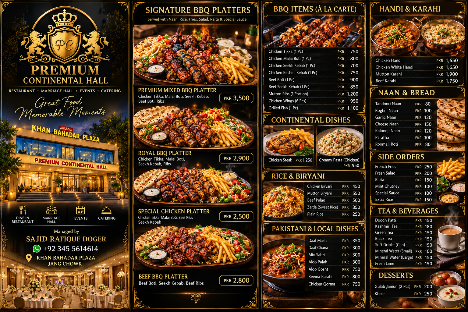 Premium Continental menu design